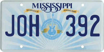 MS license plate JOH392