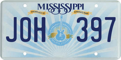 MS license plate JOH397