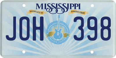 MS license plate JOH398