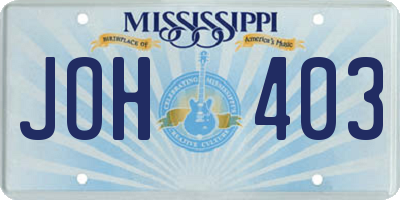 MS license plate JOH403
