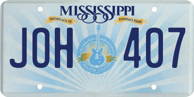 MS license plate JOH407