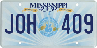 MS license plate JOH409