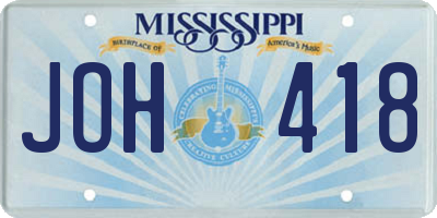 MS license plate JOH418