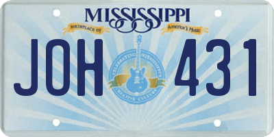 MS license plate JOH431