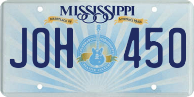 MS license plate JOH450