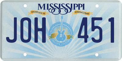 MS license plate JOH451