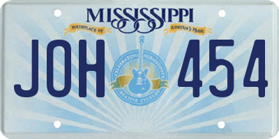 MS license plate JOH454