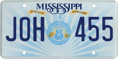 MS license plate JOH455