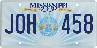 MS license plate JOH458