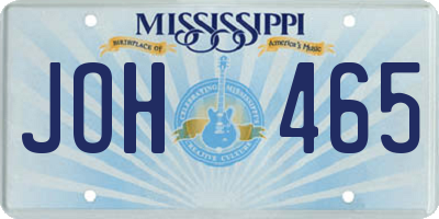 MS license plate JOH465