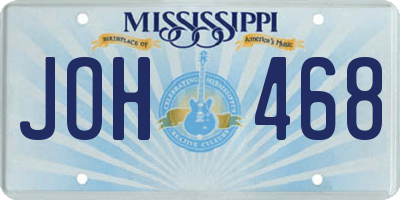 MS license plate JOH468