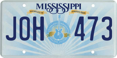 MS license plate JOH473