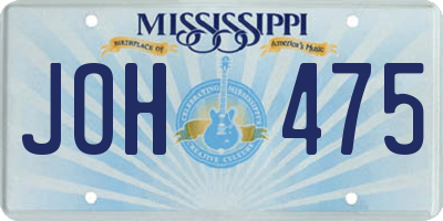 MS license plate JOH475