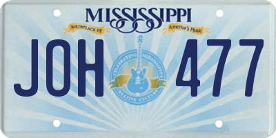 MS license plate JOH477