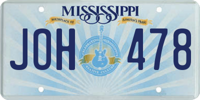 MS license plate JOH478