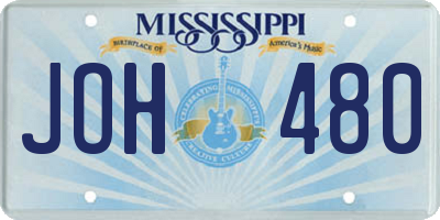 MS license plate JOH480