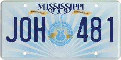 MS license plate JOH481