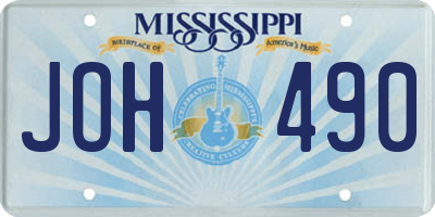MS license plate JOH490