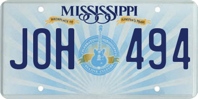 MS license plate JOH494