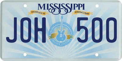MS license plate JOH500