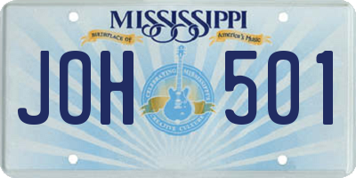MS license plate JOH501