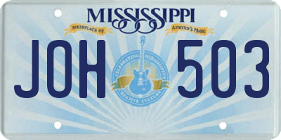 MS license plate JOH503