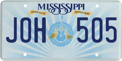 MS license plate JOH505