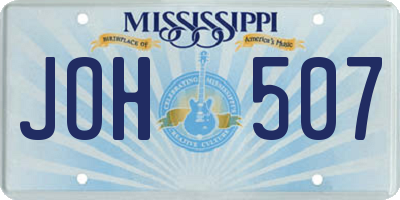 MS license plate JOH507
