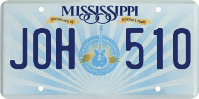 MS license plate JOH510