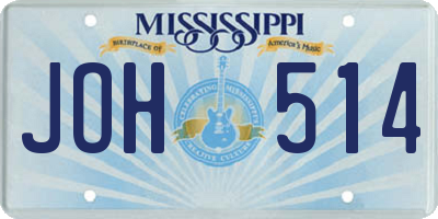MS license plate JOH514
