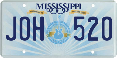 MS license plate JOH520