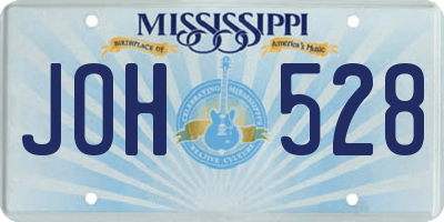 MS license plate JOH528