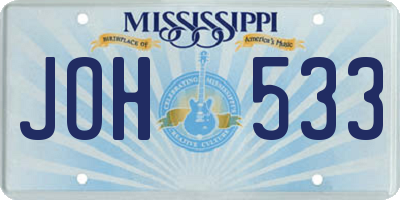 MS license plate JOH533