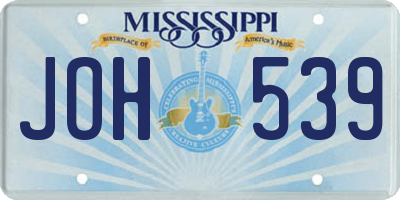 MS license plate JOH539