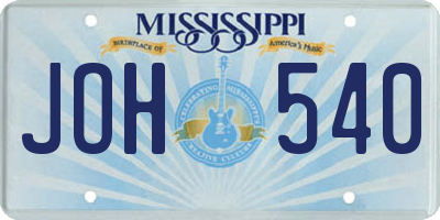 MS license plate JOH540