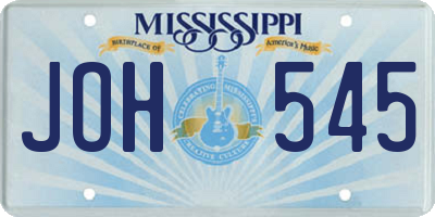 MS license plate JOH545