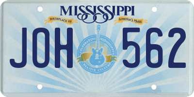 MS license plate JOH562