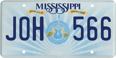 MS license plate JOH566