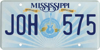 MS license plate JOH575
