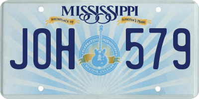 MS license plate JOH579