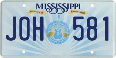 MS license plate JOH581