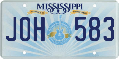 MS license plate JOH583