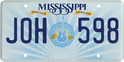 MS license plate JOH598