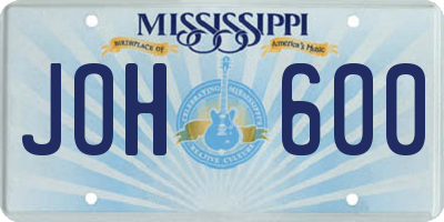 MS license plate JOH600