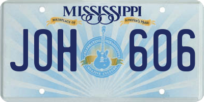 MS license plate JOH606
