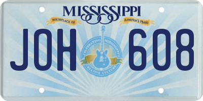 MS license plate JOH608