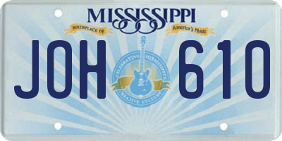 MS license plate JOH610