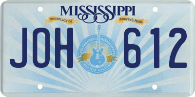 MS license plate JOH612