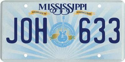 MS license plate JOH633
