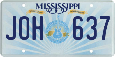 MS license plate JOH637